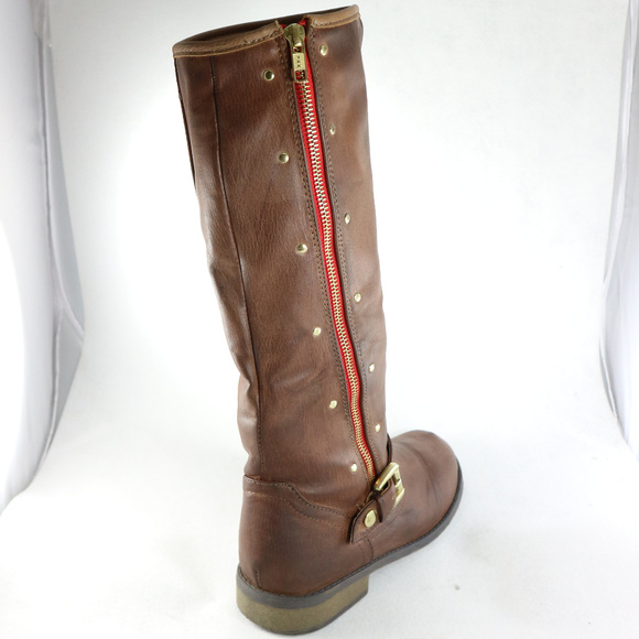 FADED GLORY Tan Riding Style Knee High Boots - Picture 4 of 8